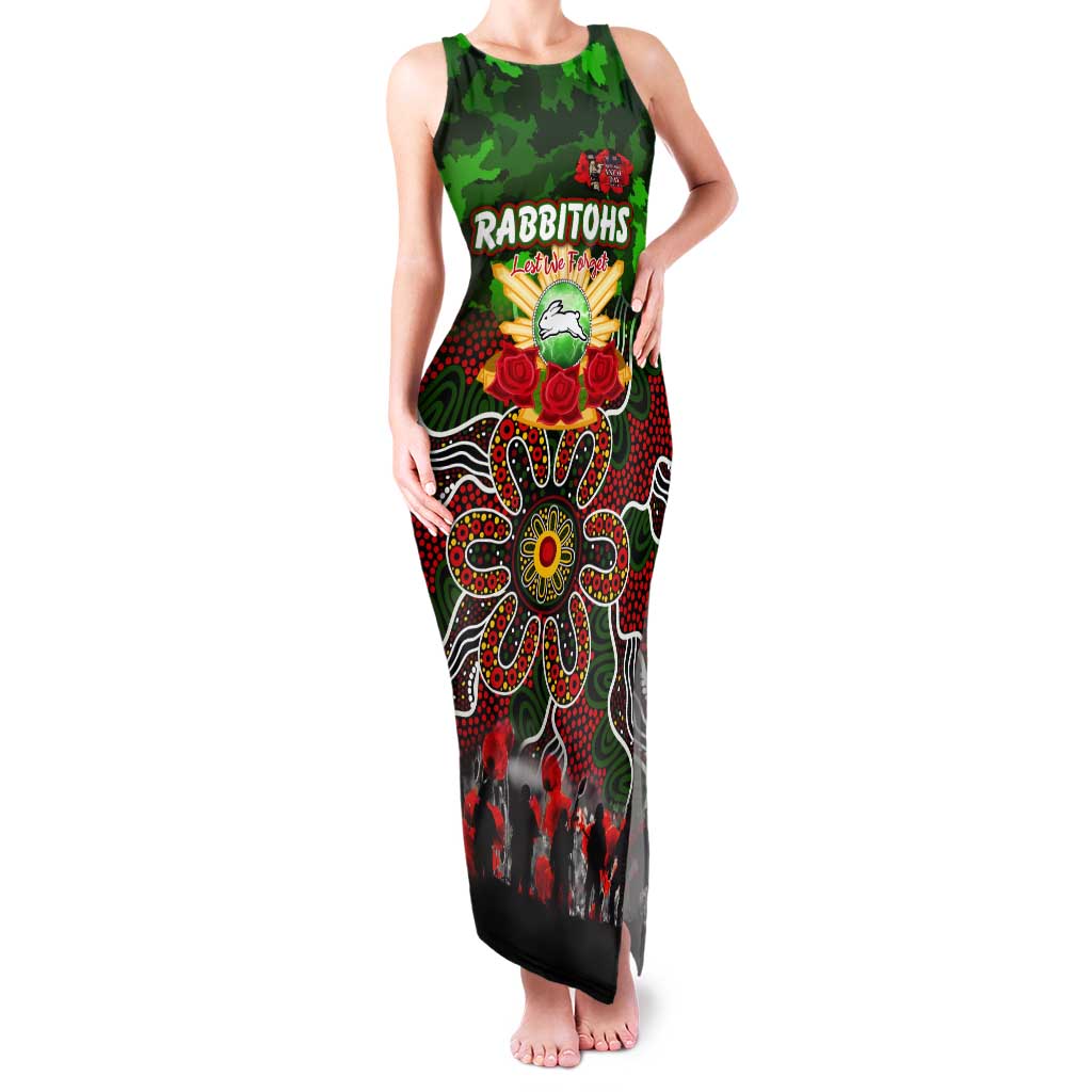 Personalized Rabbitohs ANZAC Day Tank Maxi Dress Australian Army - Lest We Forget