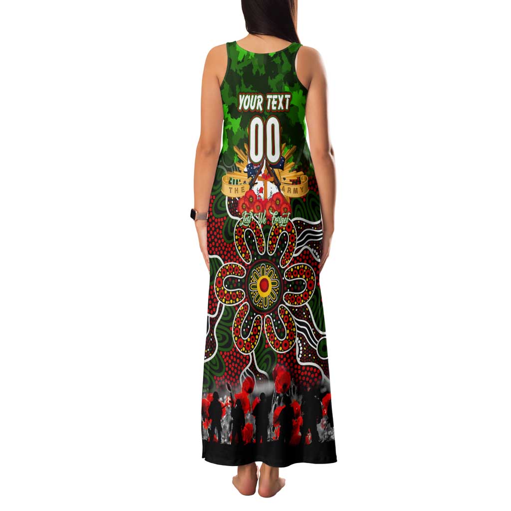 Personalized Rabbitohs ANZAC Day Tank Maxi Dress Australian Army - Lest We Forget