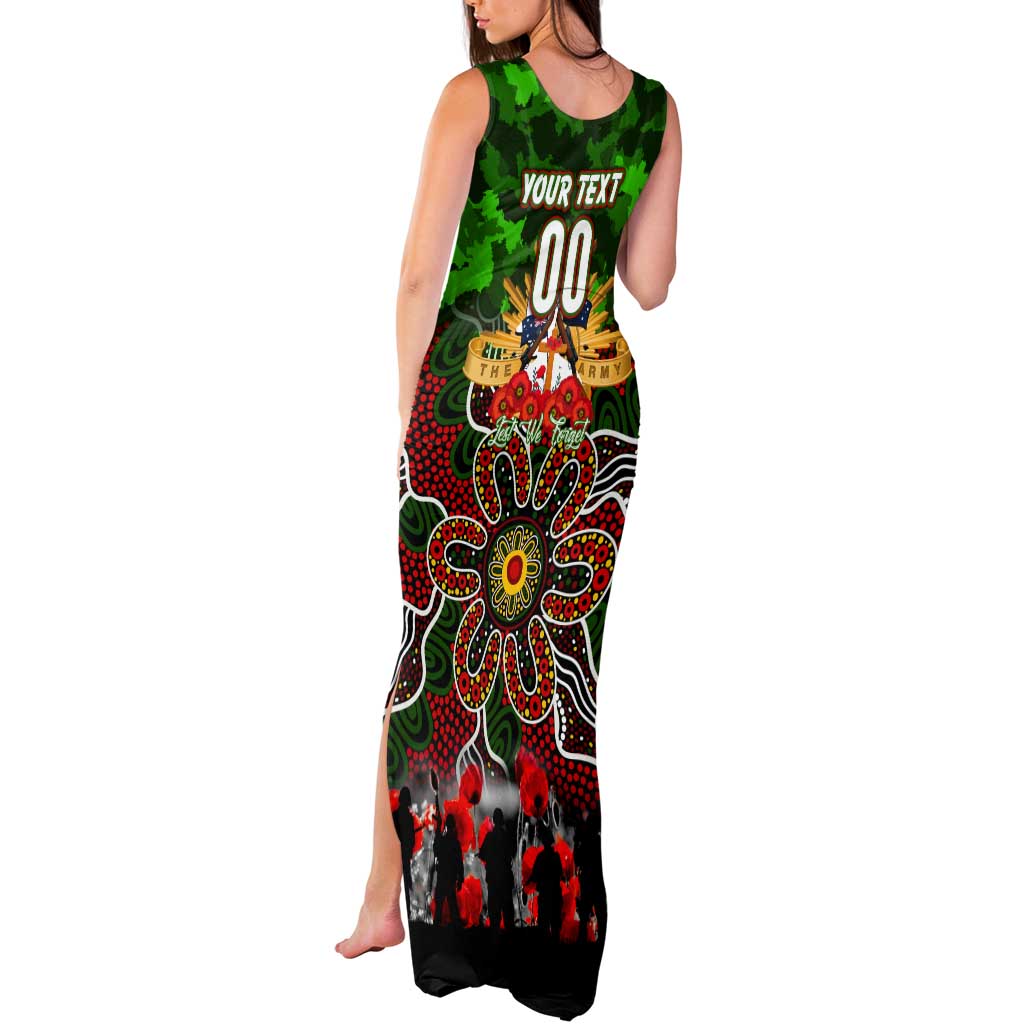Personalized Rabbitohs ANZAC Day Tank Maxi Dress Australian Army - Lest We Forget