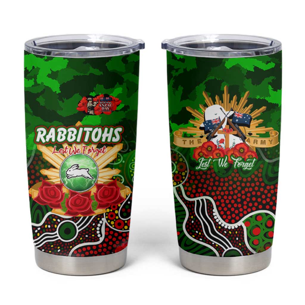 Personalized Rabbitohs ANZAC Day Tumbler Cup Australian Army - Lest We Forget