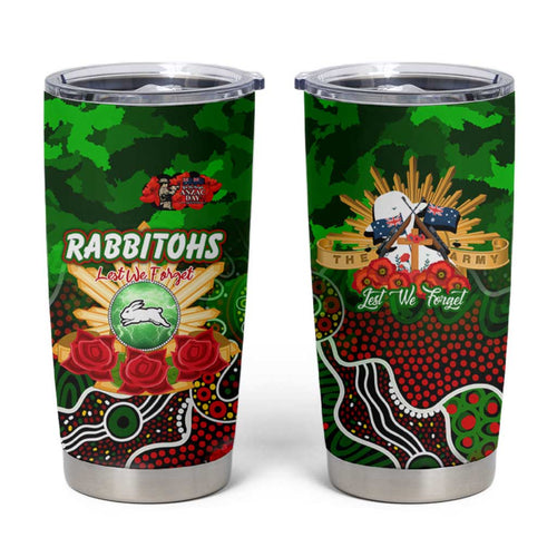 Personalized Rabbitohs ANZAC Day Tumbler Cup Australian Army - Lest We Forget