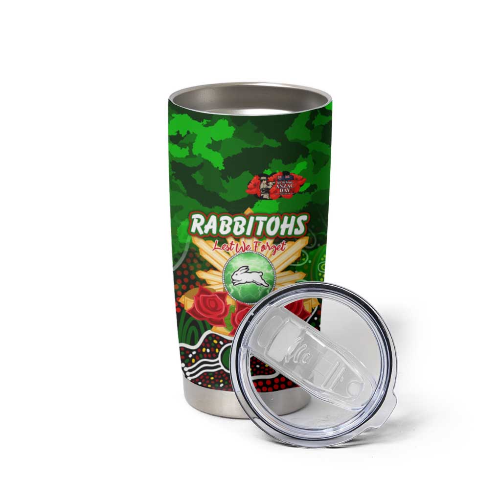 Personalized Rabbitohs ANZAC Day Tumbler Cup Australian Army - Lest We Forget