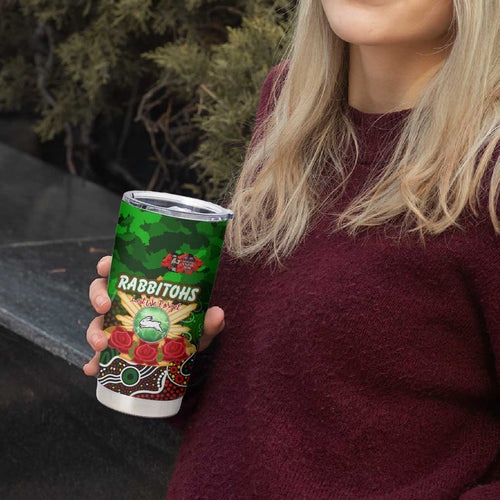 Personalized Rabbitohs ANZAC Day Tumbler Cup Australian Army - Lest We Forget