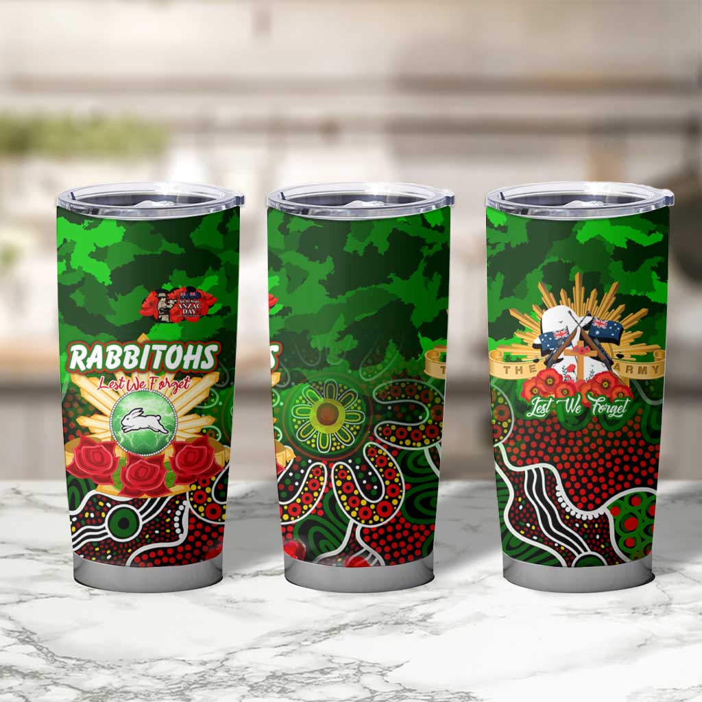 Personalized Rabbitohs ANZAC Day Tumbler Cup Australian Army - Lest We Forget
