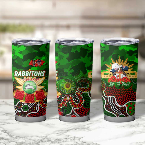 Personalized Rabbitohs ANZAC Day Tumbler Cup Australian Army - Lest We Forget