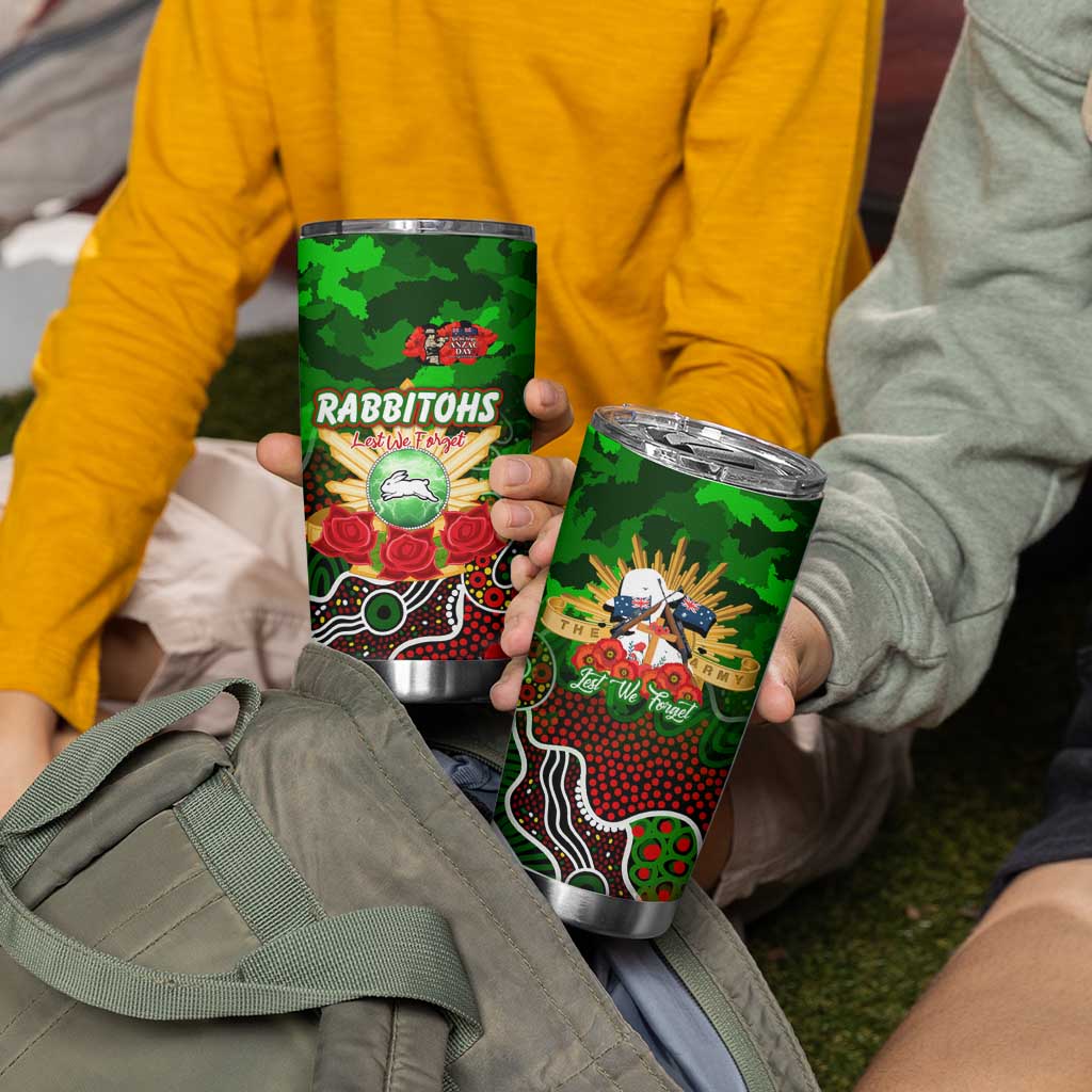Personalized Rabbitohs ANZAC Day Tumbler Cup Australian Army - Lest We Forget