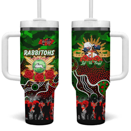 Personalized Rabbitohs ANZAC Day Tumbler With Handle Australian Army - Lest We Forget