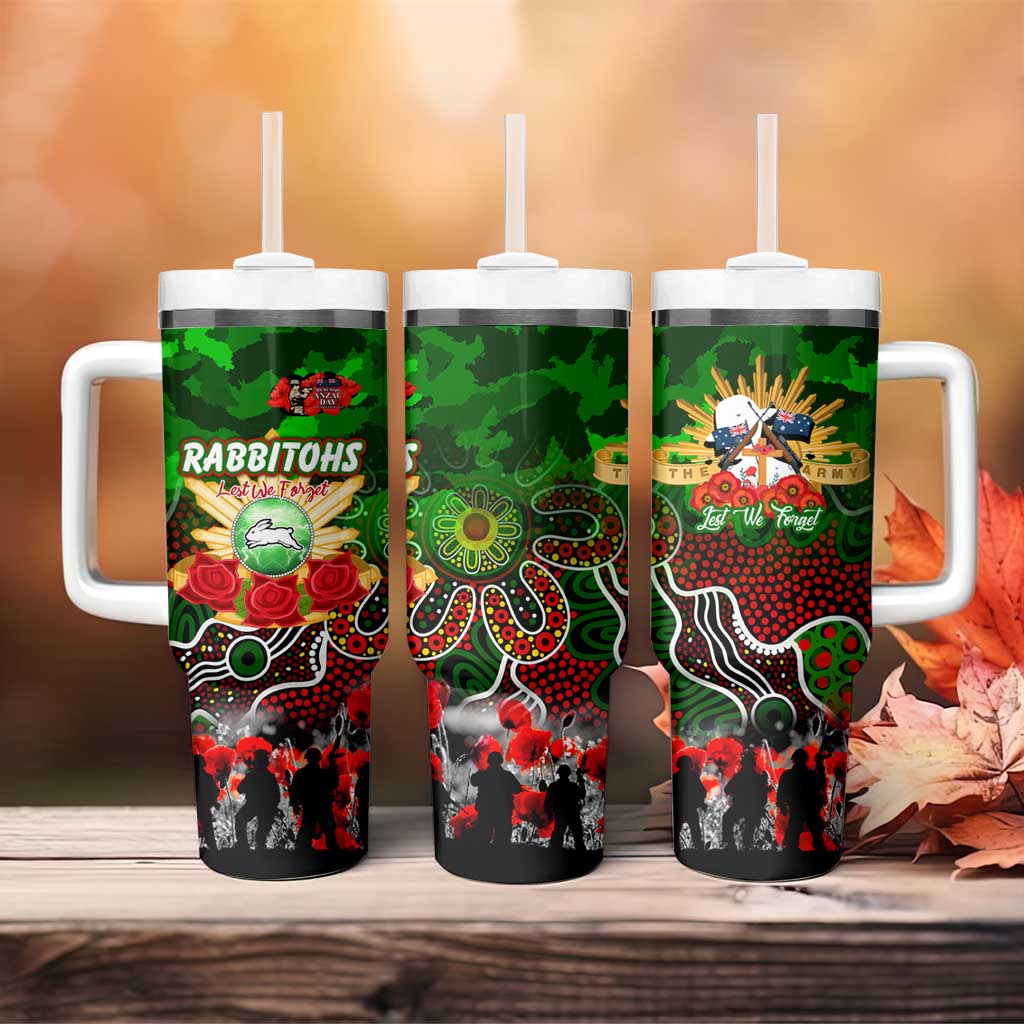 Personalized Rabbitohs ANZAC Day Tumbler With Handle Australian Army - Lest We Forget