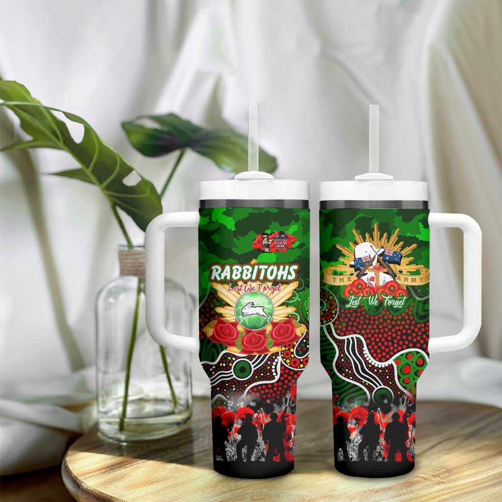 Personalized Rabbitohs ANZAC Day Tumbler With Handle Australian Army - Lest We Forget