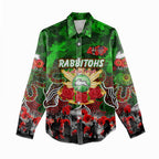 Personalized Rabbitohs ANZAC Day Women Casual Shirt Australian Army - Lest We Forget