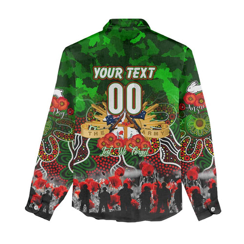 Personalized Rabbitohs ANZAC Day Women Casual Shirt Australian Army - Lest We Forget
