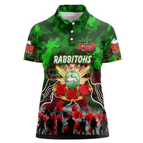 Personalized Rabbitohs ANZAC Day Women Polo Shirt Australian Army - Lest We Forget