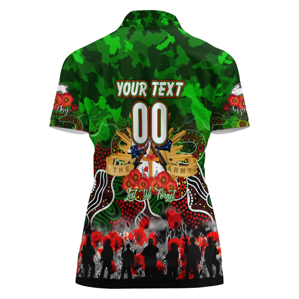 Personalized Rabbitohs ANZAC Day Women Polo Shirt Australian Army - Lest We Forget