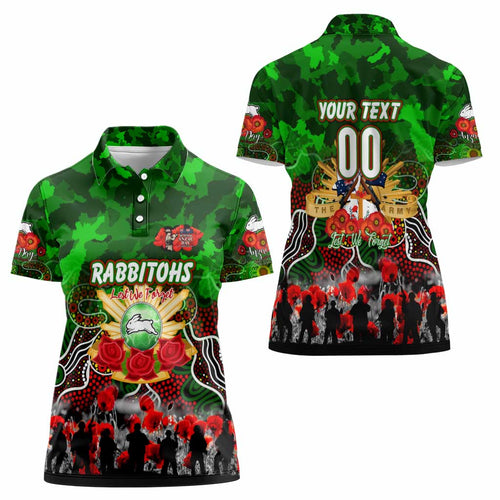 Personalized Rabbitohs ANZAC Day Women Polo Shirt Australian Army - Lest We Forget