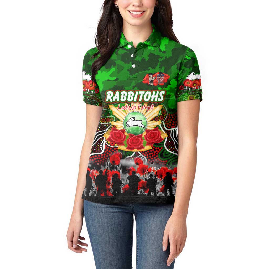 Personalized Rabbitohs ANZAC Day Women Polo Shirt Australian Army - Lest We Forget