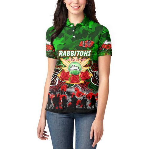 Personalized Rabbitohs ANZAC Day Women Polo Shirt Australian Army - Lest We Forget