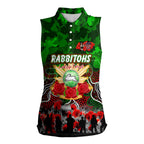 Personalized Rabbitohs ANZAC Day Women Sleeveless Polo Shirt Australian Army - Lest We Forget