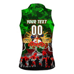 Personalized Rabbitohs ANZAC Day Women Sleeveless Polo Shirt Australian Army - Lest We Forget