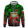 Personalized Rabbitohs ANZAC Day Zip Hoodie Australian Army - Lest We Forget