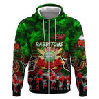 Personalized Rabbitohs ANZAC Day Zip Hoodie Australian Army - Lest We Forget