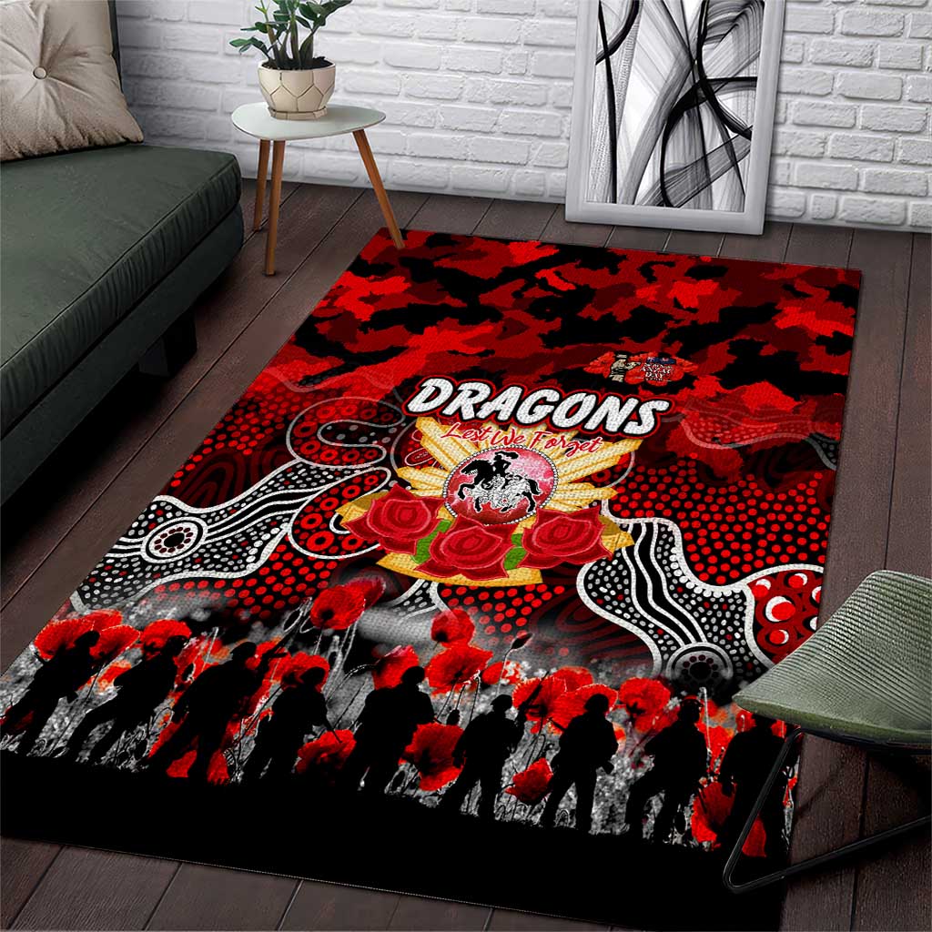 Dragons ANZAC Day Area Rug Australian Army - Lest We Forget