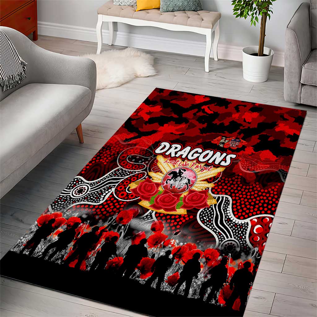 Dragons ANZAC Day Area Rug Australian Army - Lest We Forget