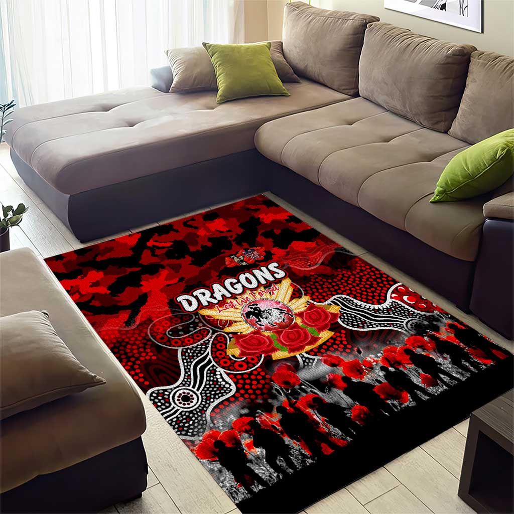 Dragons ANZAC Day Area Rug Australian Army - Lest We Forget