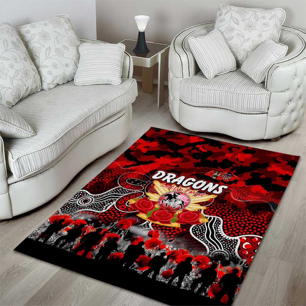 Dragons ANZAC Day Area Rug Australian Army - Lest We Forget