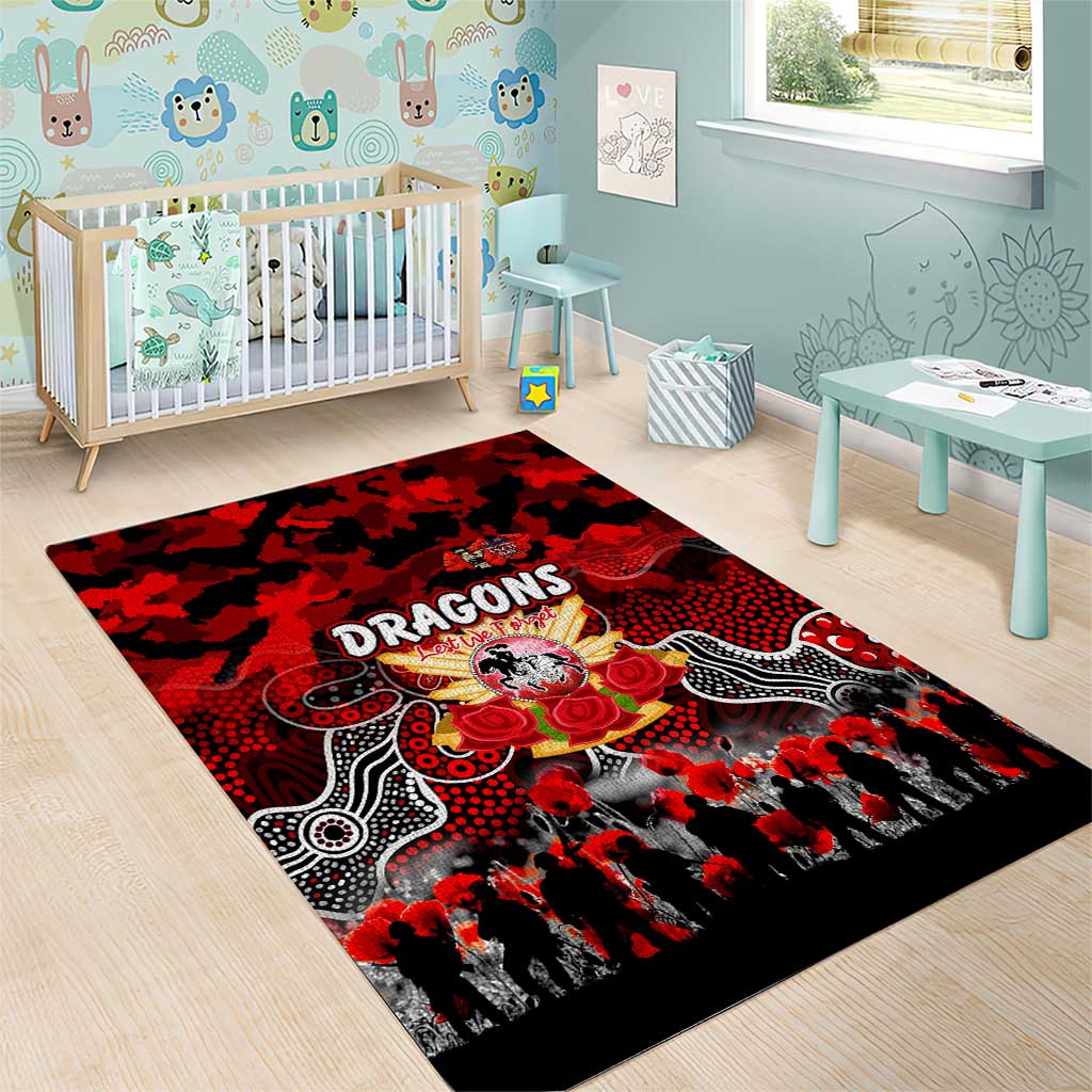 Dragons ANZAC Day Area Rug Australian Army - Lest We Forget