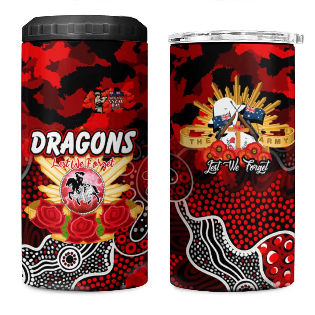 Personalized Dragons ANZAC Day 4 in 1 Can Cooler Tumbler Australian Army - Lest We Forget