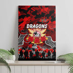 Dragons ANZAC Day Canvas Wall Art Australian Army - Lest We Forget