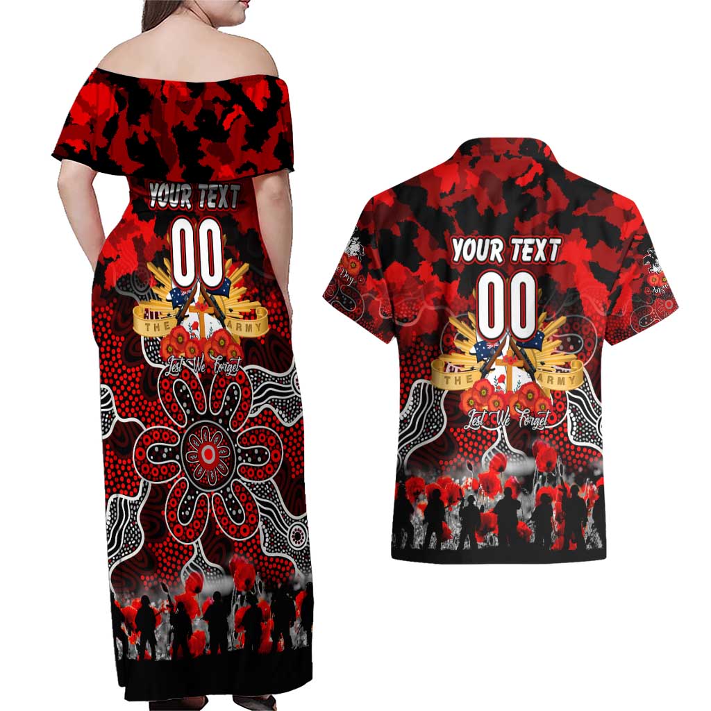 Personalized Dragons ANZAC Day Couples Matching Off Shoulder Maxi Dress and Hawaiian Shirt Australian Army - Lest We Forget