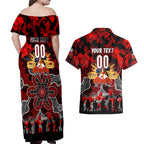 Personalized Dragons ANZAC Day Couples Matching Off Shoulder Maxi Dress and Hawaiian Shirt Australian Army - Lest We Forget