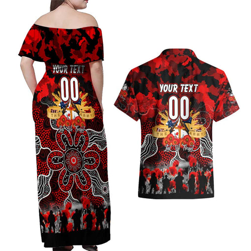Personalized Dragons ANZAC Day Couples Matching Off Shoulder Maxi Dress and Hawaiian Shirt Australian Army - Lest We Forget