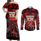 Personalized Dragons ANZAC Day Couples Matching Off Shoulder Maxi Dress and Long Sleeve Button Shirt Australian Army - Lest We Forget