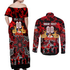 Personalized Dragons ANZAC Day Couples Matching Off Shoulder Maxi Dress and Long Sleeve Button Shirt Australian Army - Lest We Forget