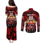 Personalized Dragons ANZAC Day Couples Matching Puletasi and Long Sleeve Button Shirt Australian Army - Lest We Forget