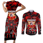 Personalized Dragons ANZAC Day Couples Matching Short Sleeve Bodycon Dress and Long Sleeve Button Shirt Australian Army - Lest We Forget