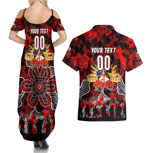Personalized Dragons ANZAC Day Couples Matching Summer Maxi Dress and Hawaiian Shirt Australian Army - Lest We Forget