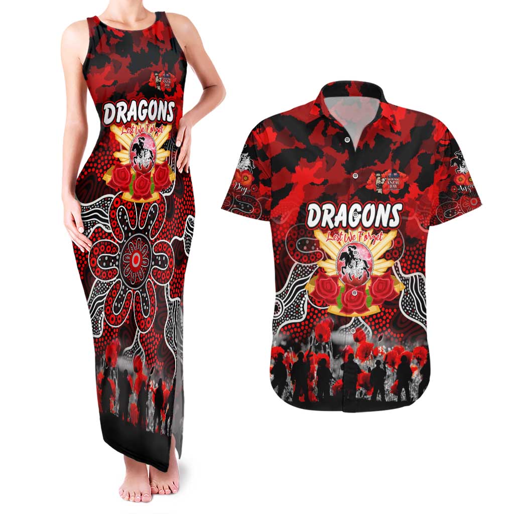 Personalized Dragons ANZAC Day Couples Matching Tank Maxi Dress and Hawaiian Shirt Australian Army - Lest We Forget