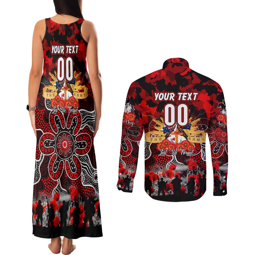 Personalized Dragons ANZAC Day Couples Matching Tank Maxi Dress and Long Sleeve Button Shirt Australian Army - Lest We Forget