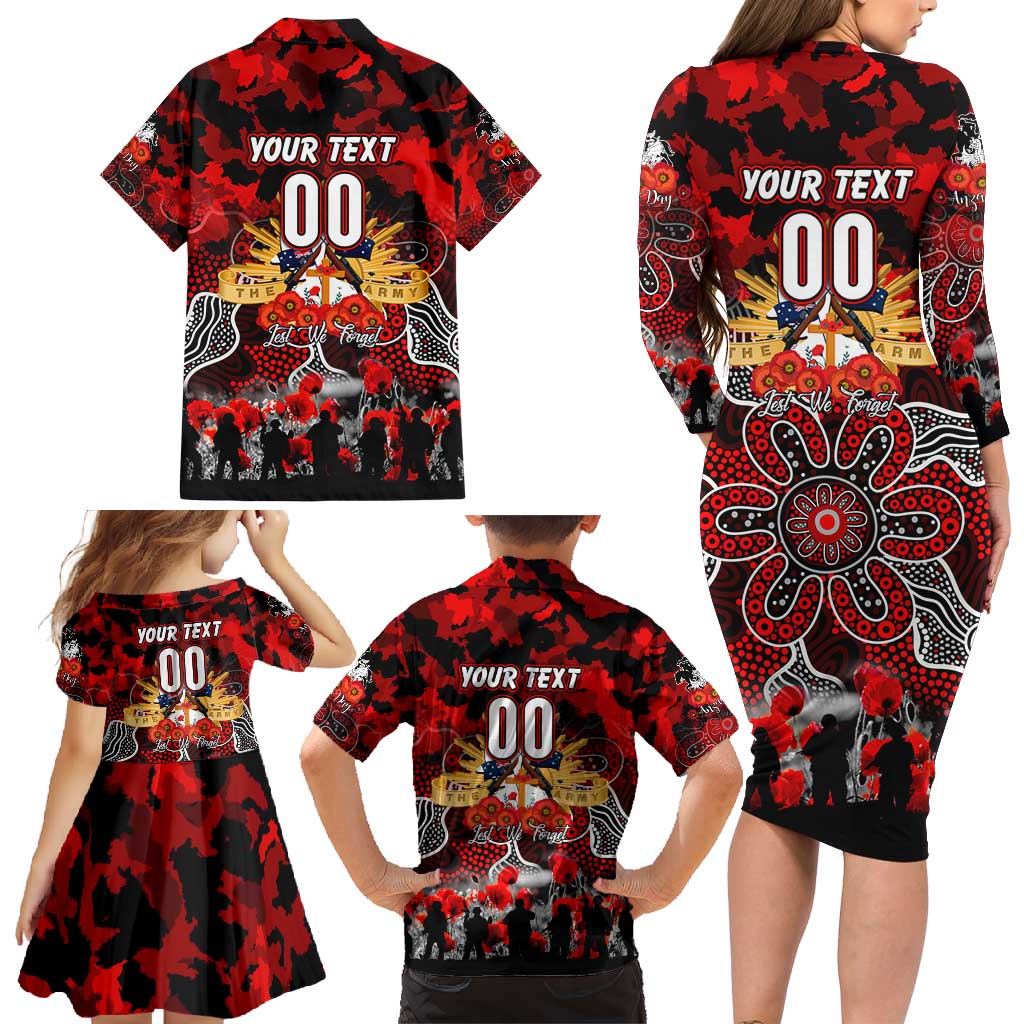 Personalized Dragons ANZAC Day Family Matching Long Sleeve Bodycon Dress and Hawaiian Shirt Australian Army - Lest We Forget
