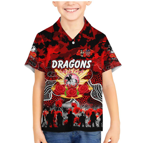 Personalized Dragons ANZAC Day Family Matching Mermaid Dress and Hawaiian Shirt Australian Army - Lest We Forget