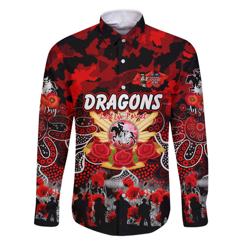 Personalized Dragons ANZAC Day Family Matching Off The Shoulder Long Sleeve Dress and Hawaiian Shirt Australian Army - Lest We Forget