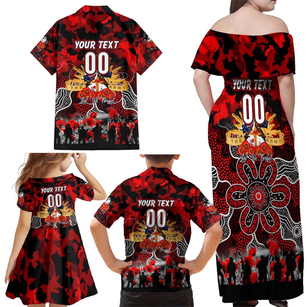 Personalized Dragons ANZAC Day Family Matching Off Shoulder Maxi Dress and Hawaiian Shirt Australian Army - Lest We Forget