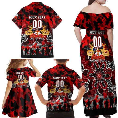 Personalized Dragons ANZAC Day Family Matching Off Shoulder Maxi Dress and Hawaiian Shirt Australian Army - Lest We Forget