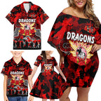 Personalized Dragons ANZAC Day Family Matching Off Shoulder Short Dress and Hawaiian Shirt Australian Army - Lest We Forget