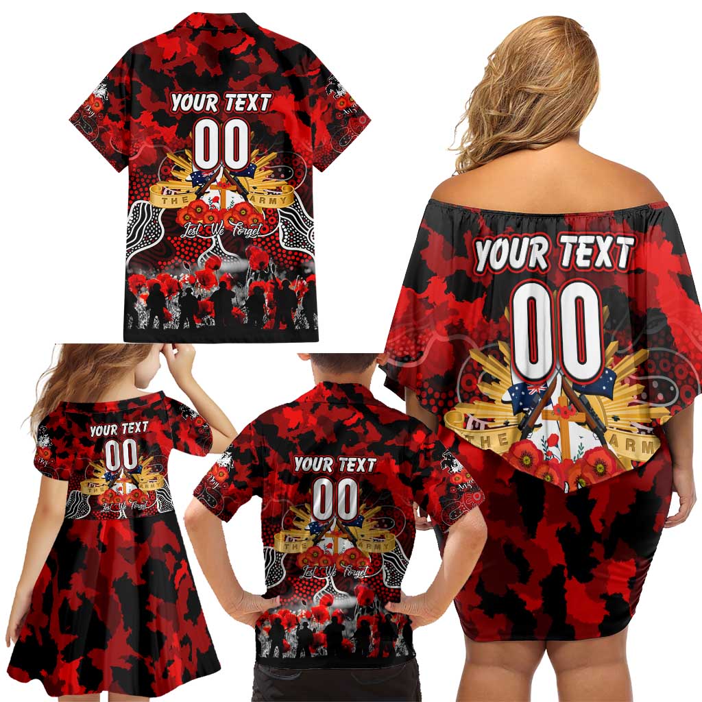 Personalized Dragons ANZAC Day Family Matching Off Shoulder Short Dress and Hawaiian Shirt Australian Army - Lest We Forget