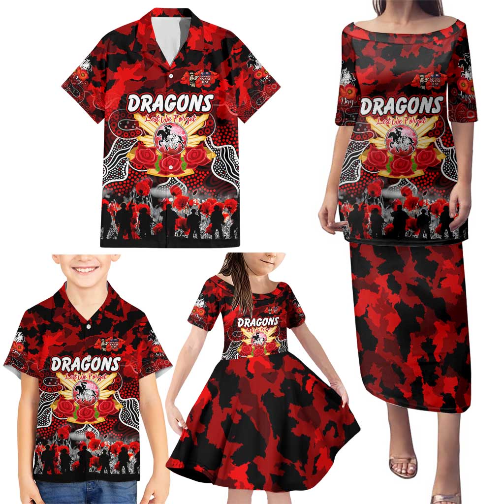 Personalized Dragons ANZAC Day Family Matching Puletasi and Hawaiian Shirt Australian Army - Lest We Forget