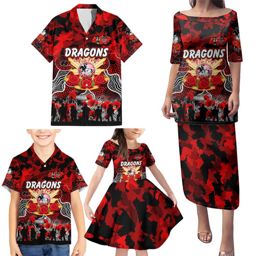 Personalized Dragons ANZAC Day Family Matching Puletasi and Hawaiian Shirt Australian Army - Lest We Forget